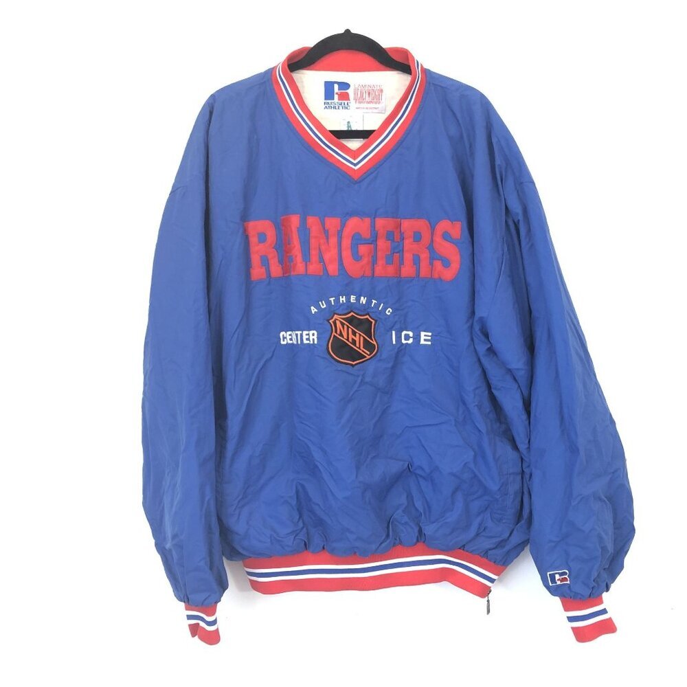 Vintage Russell Rangers NHL Pullover Jacket XL Heavyweight Laminate Outerwear